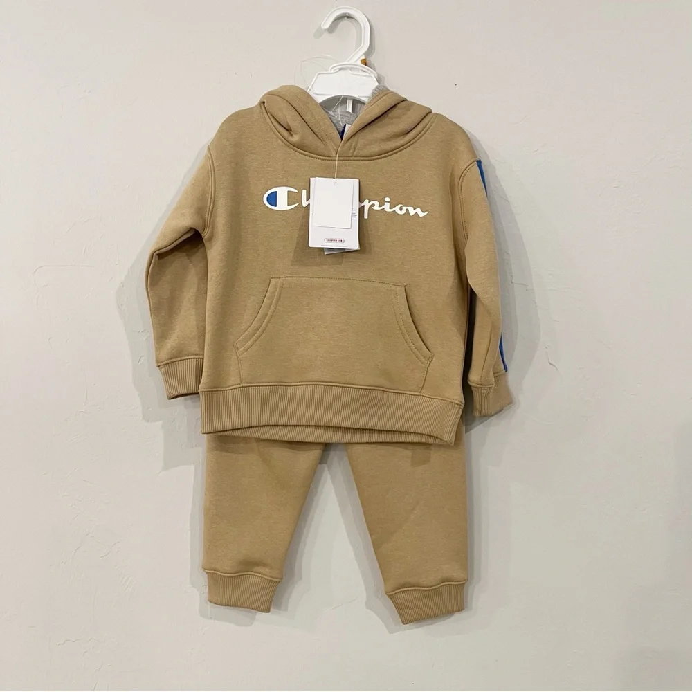 Champion Neutral Tan Boys Outfit Set Hoodie And Sweatpants Size 3T
